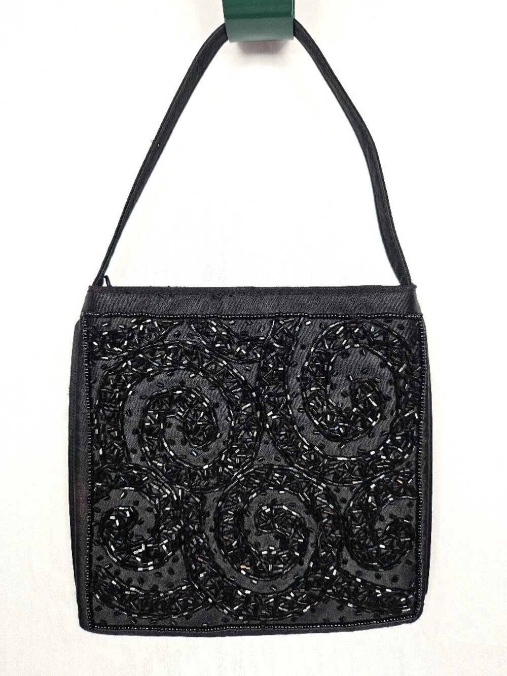 Black Beaded Evening Bag | Satin Mini Purse | Y2K Formal